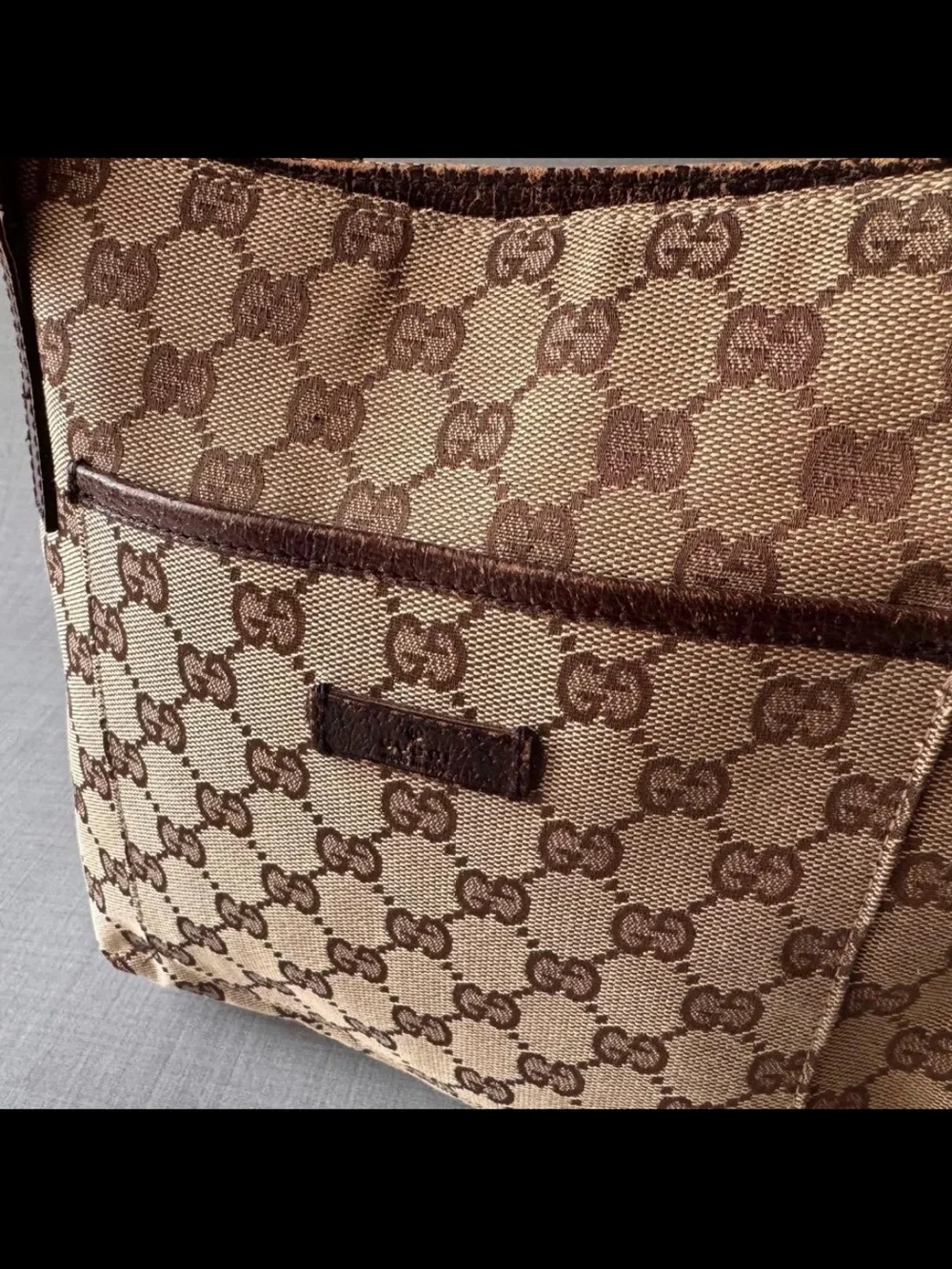 Gucci Brown/Tan Monogram Messenger Bag